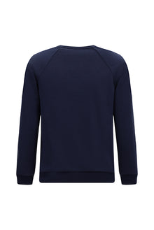 Koyu Lacivert Bisiklet Yaka Regular Fit Desenli Pamuklu Sweatshirt