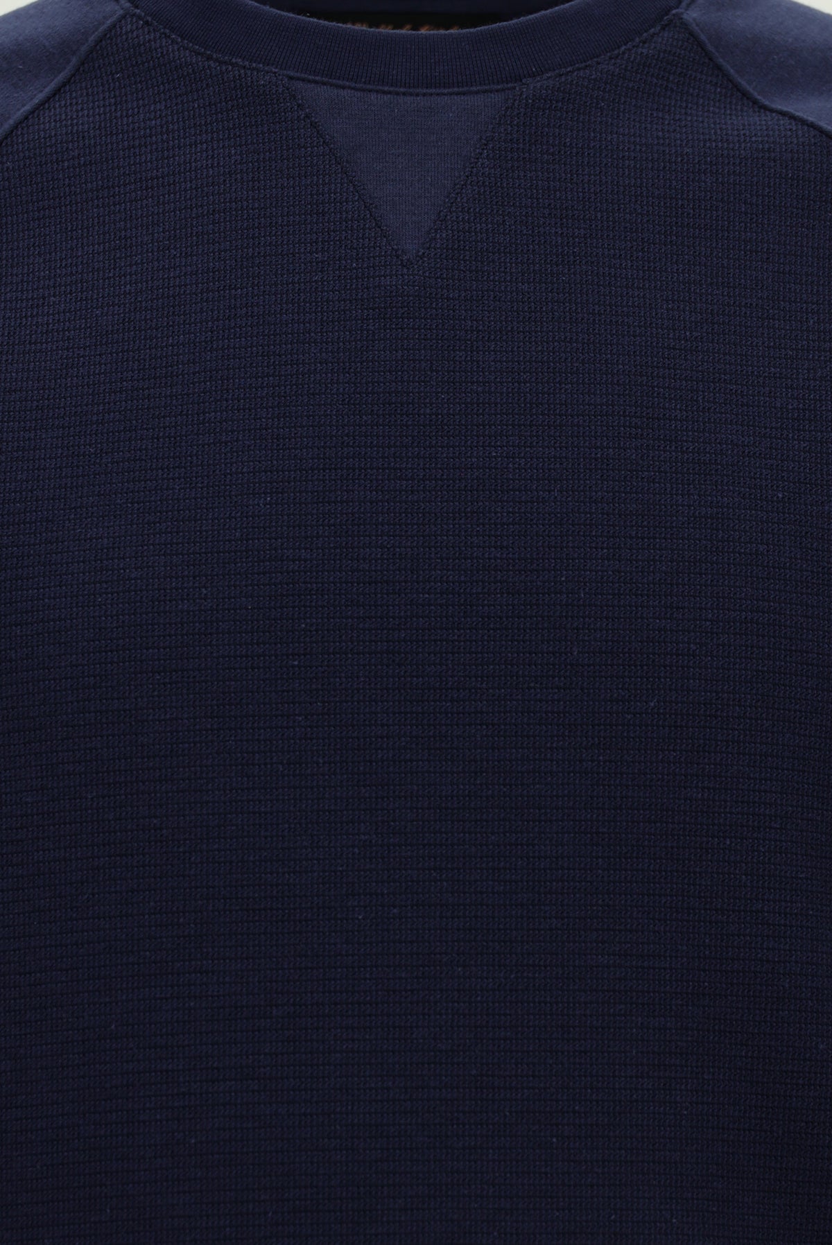 Koyu Lacivert Bisiklet Yaka Regular Fit Desenli Pamuklu Sweatshirt