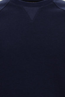 Koyu Lacivert Bisiklet Yaka Regular Fit Desenli Pamuklu Sweatshirt