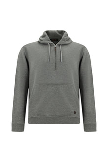 Orta Füme Melanj Kapüşonlu Regular Fit Fermuarlı Desenli Pamuklu Cepli Sweatshirt