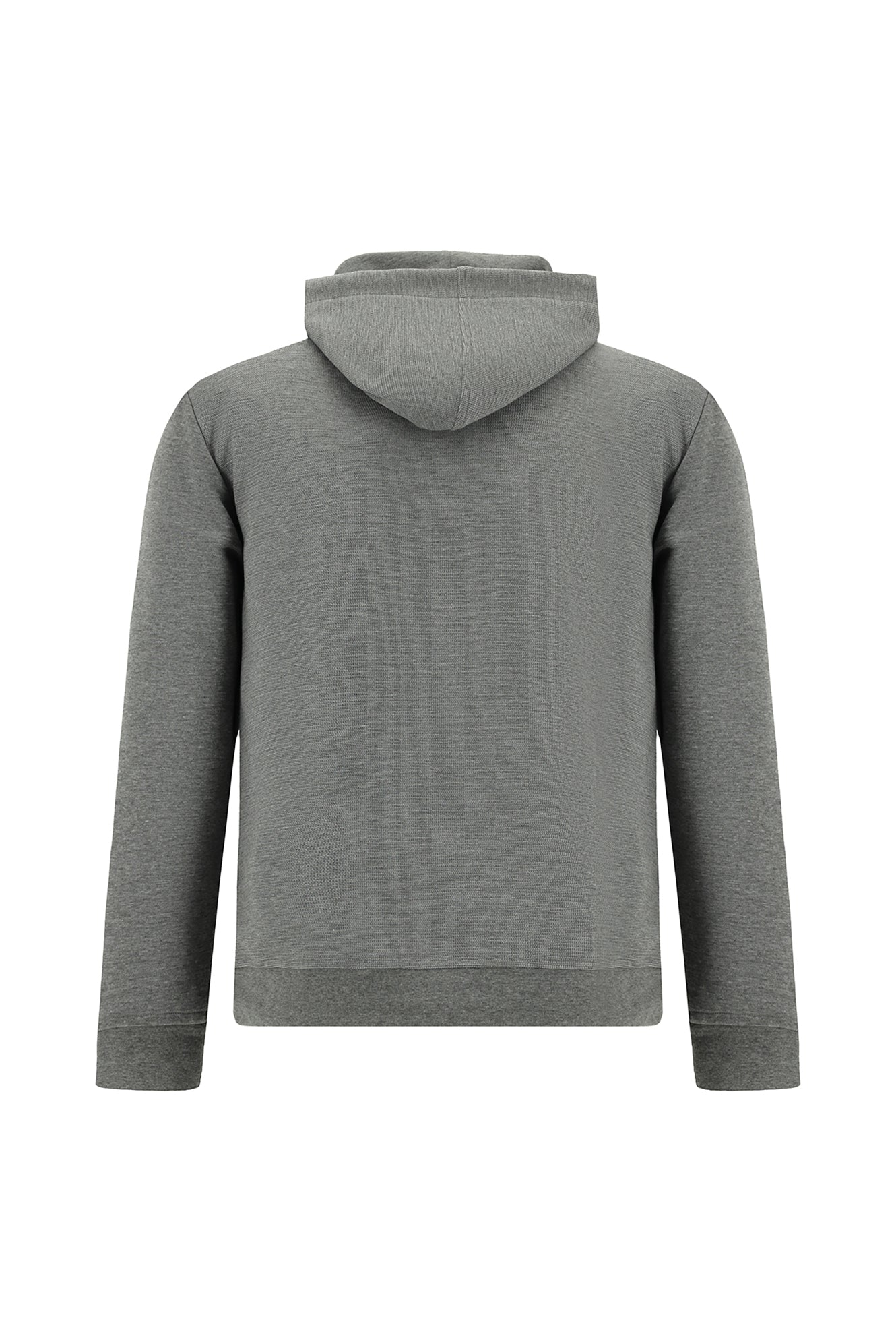 Orta Füme Melanj Kapüşonlu Regular Fit Fermuarlı Desenli Pamuklu Sweatshirt
