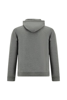 Orta Füme Melanj Kapü?onlu Regular Fit Fermuarl? Desenli Pamuklu Cepli Sweatshirt-Abdullah Ki??l?