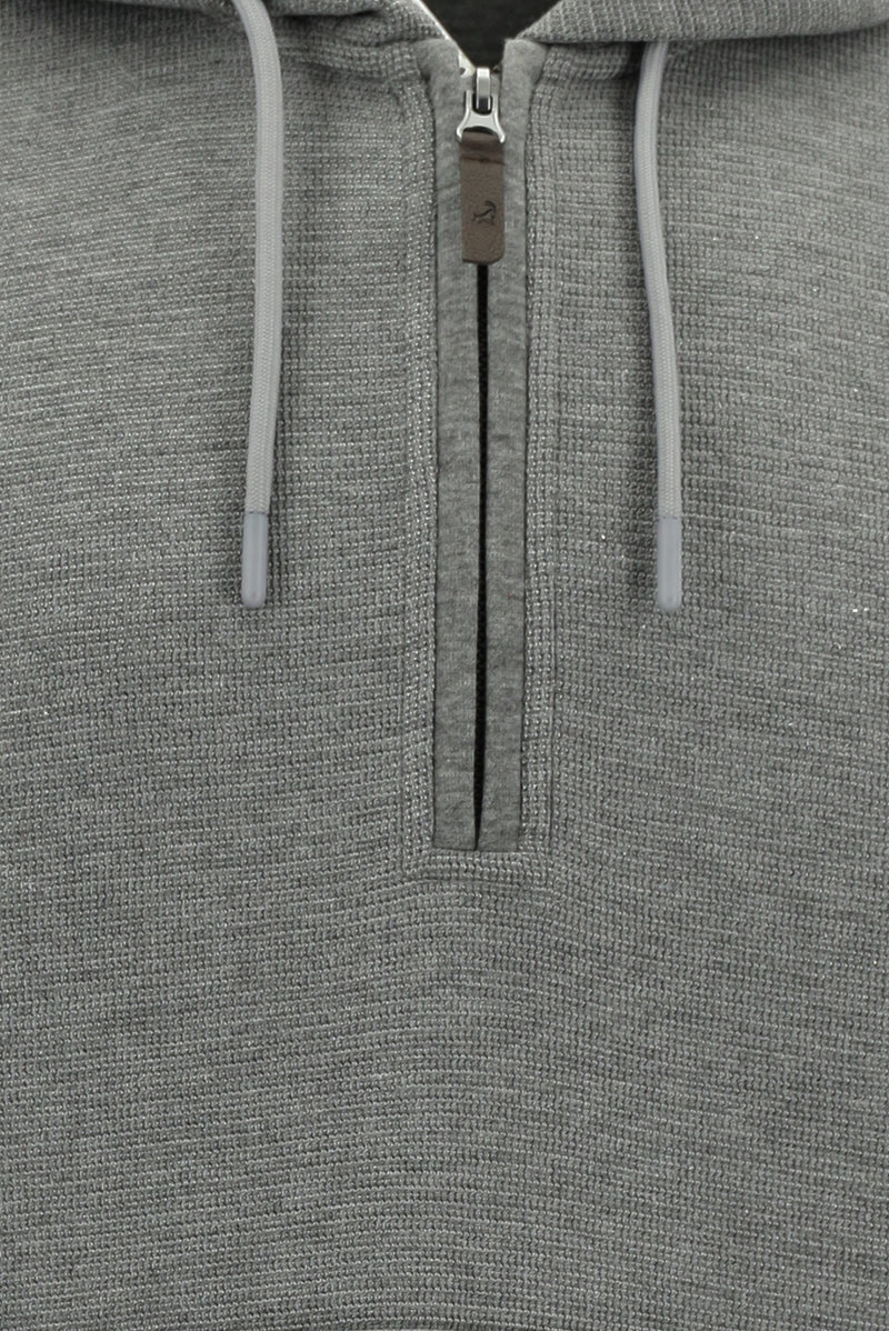 Orta Füme Melanj Kapüşonlu Regular Fit Fermuarlı Desenli Pamuklu Sweatshirt