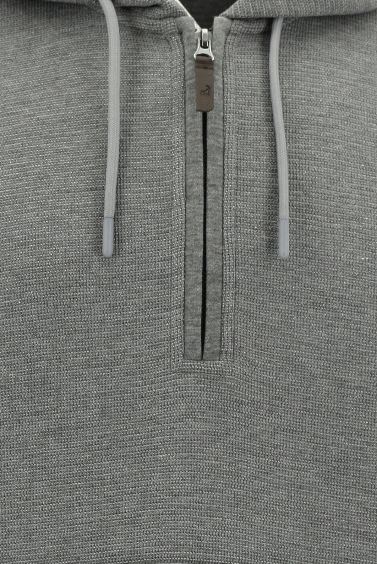 Orta Füme Melanj Kapüşonlu Regular Fit Fermuarlı Desenli Pamuklu Cepli Sweatshirt