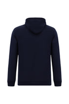 Koyu Lacivert Kapüşonlu Regular Fit Fermuarlı Desenli Pamuklu Cepli Sweatshirt