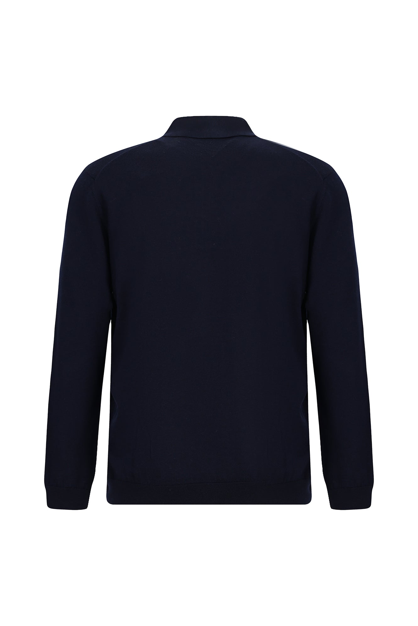 Koyu Lacivert Polo Yaka Regular Fit Fermuarl? Nak??l? S?cak Tutan Yün Triko Kazak-Abdullah Ki??l?