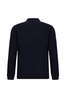 Koyu Lacivert Polo Yaka Regular Fit Fermuarl? Nak??l? S?cak Tutan Yün Triko Kazak-Abdullah Ki??l?