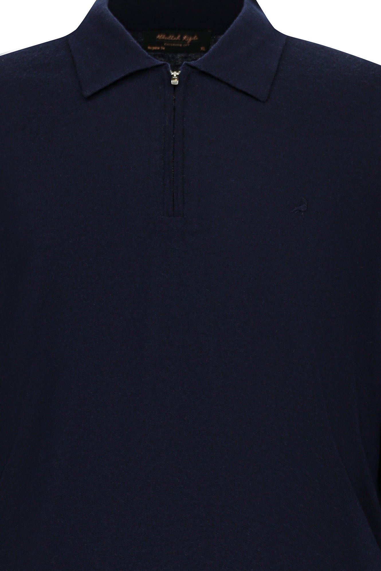 Koyu Lacivert Polo Yaka Regular Fit Fermuarl? Nak??l? S?cak Tutan Yün Triko Kazak-Abdullah Ki??l?
