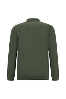 Aç?k Haki Polo Yaka Regular Fit Fermuarl? Nak??l? S?cak Tutan Yün Triko Kazak-Abdullah Ki??l?