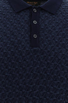 Koyu Lacivert Polo Yaka Regular Fit Desenli Yünlü Triko Kazak