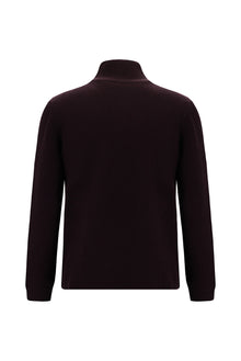 Açık Bordo Yarım Balıkçı Yaka Regular Fit Yünlü Desenli Fermuarlı Triko Kazak