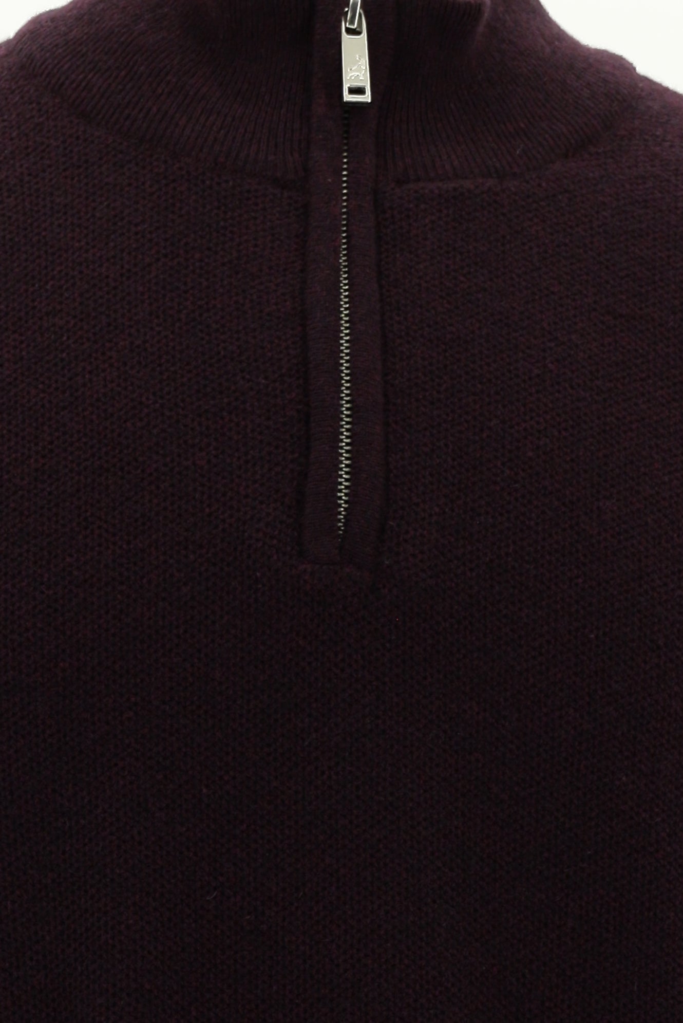 Açık Bordo Yarım Balıkçı Yaka Regular Fit Yünlü Desenli Fermuarlı Triko Kazak