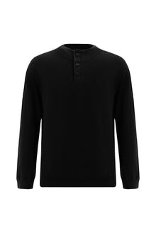 Siyah Yar?m Bal?kç? Yaka Regular Fit Desenli Pamuklu Yün Triko Kazak-Abdullah Ki??l?