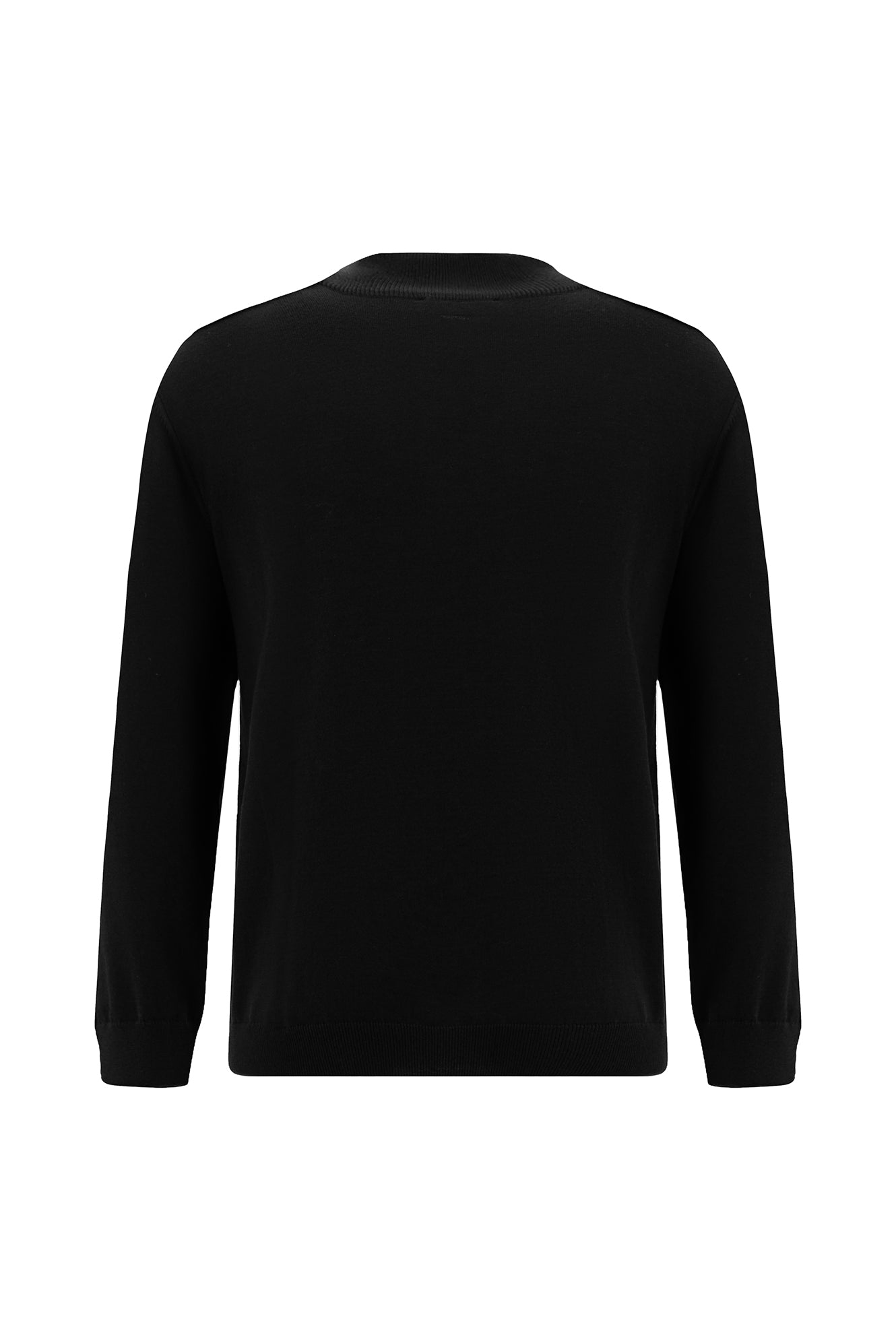 Siyah Yar?m Bal?kç? Yaka Regular Fit Desenli Pamuklu Yün Triko Kazak-Abdullah Ki??l?