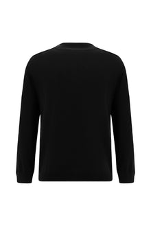 Siyah Yar?m Bal?kç? Yaka Regular Fit Desenli Pamuklu Yün Triko Kazak-Abdullah Ki??l?