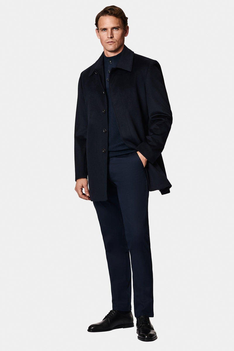 Koyu Lacivert Yarım Balıkçı Yaka Regular Fit Desenli Pamuklu Yün Triko Kazak