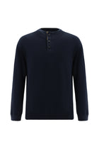 Koyu Lacivert Yar?m Bal?kç? Yaka Regular Fit Desenli Pamuklu Yün Triko Kazak-Abdullah Ki??l?