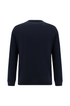 Koyu Lacivert Yar?m Bal?kç? Yaka Regular Fit Desenli Pamuklu Yün Triko Kazak-Abdullah Ki??l?