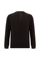 Koyu Kahve Yar?m Bal?kç? Yaka Regular Fit Desenli Pamuklu Yün Triko Kazak-Abdullah Ki??l?