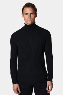 Siyah Bal?kç? Yaka Regular Fit Desenli Yünlü Triko Kazak-Abdullah Ki??l?