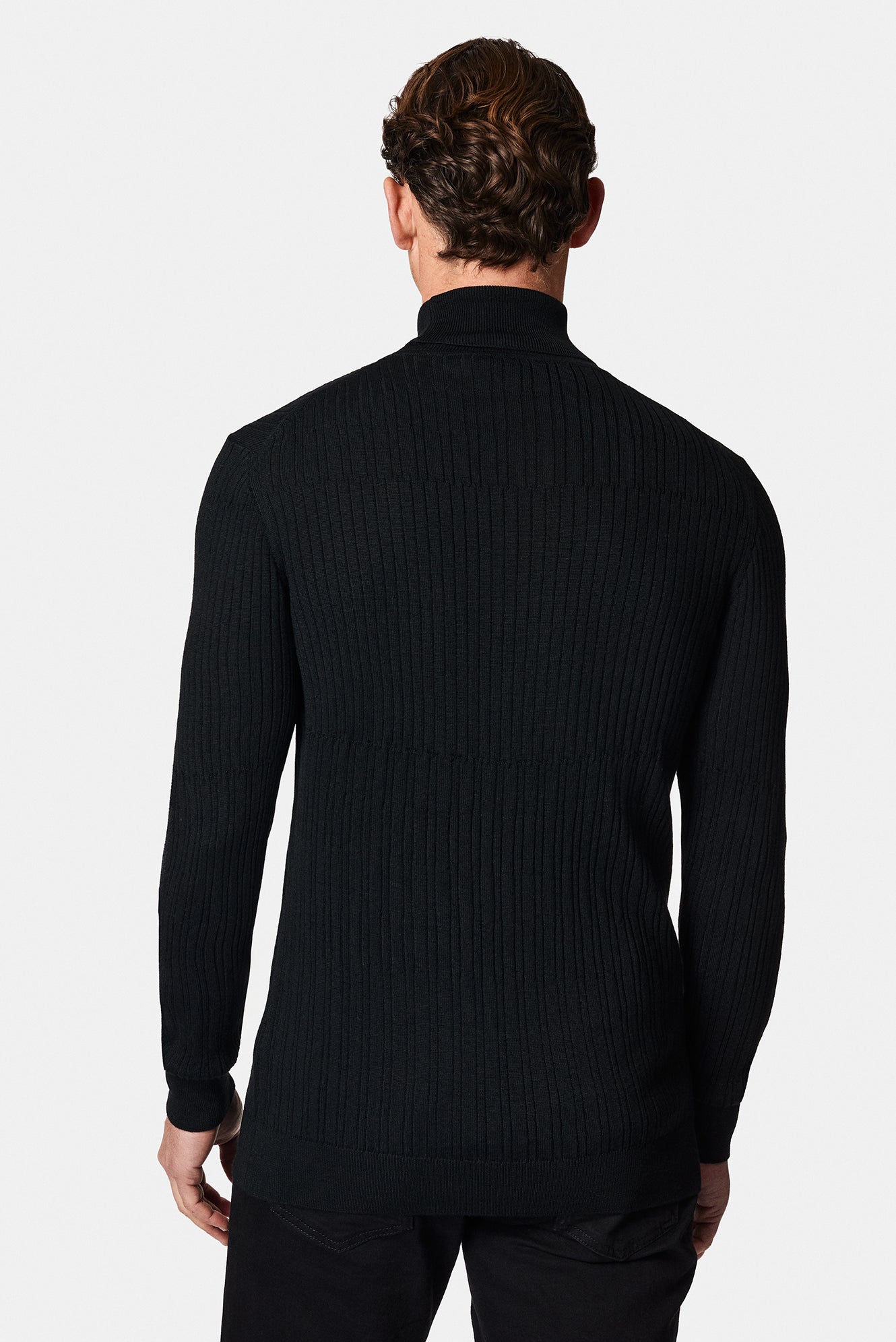 Siyah Bal?kç? Yaka Regular Fit Desenli Yünlü Triko Kazak-Abdullah Ki??l?