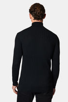 Siyah Bal?kç? Yaka Regular Fit Desenli Yünlü Triko Kazak-Abdullah Ki??l?