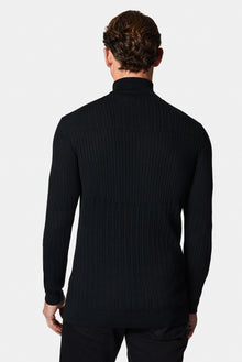 Siyah Bal?kç? Yaka Regular Fit Desenli Yünlü Triko Kazak-Abdullah Ki??l?