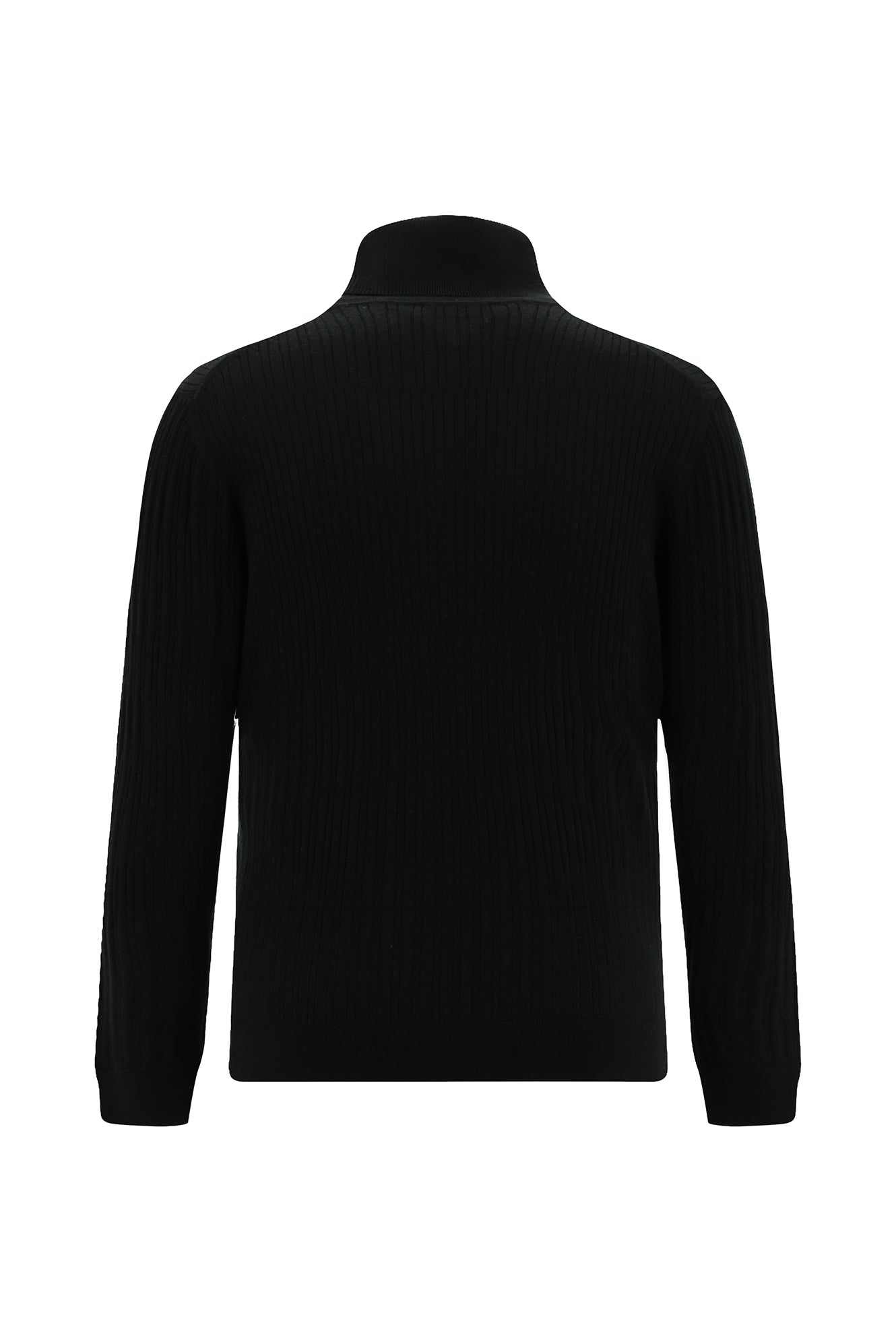 Siyah Bal?kç? Yaka Regular Fit Desenli Yünlü Triko Kazak-Abdullah Ki??l?