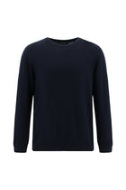 Koyu Lacivert Bisiklet Yaka Regular Fit Desenli Yünlü Triko Kazak