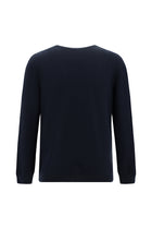 Koyu Lacivert Bisiklet Yaka Regular Fit Desenli Yünlü Triko Kazak