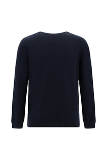 Koyu Lacivert Bisiklet Yaka Regular Fit Desenli Yünlü Triko Kazak