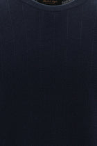 Koyu Lacivert Bisiklet Yaka Regular Fit Desenli Yünlü Triko Kazak