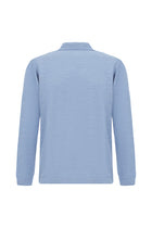 Açık Mavi Melanj Regular Fit Gömlek Yaka Düğmeli Yün Triko Gömlek