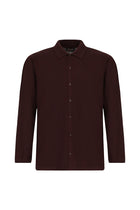 Koyu Bordo Regular Fit Gömlek Yaka Düğmeli Yün Triko Gömlek