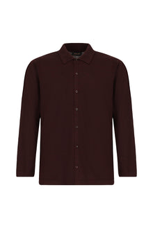 Koyu Bordo Regular Fit Gömlek Yaka Düğmeli Yün Triko Gömlek