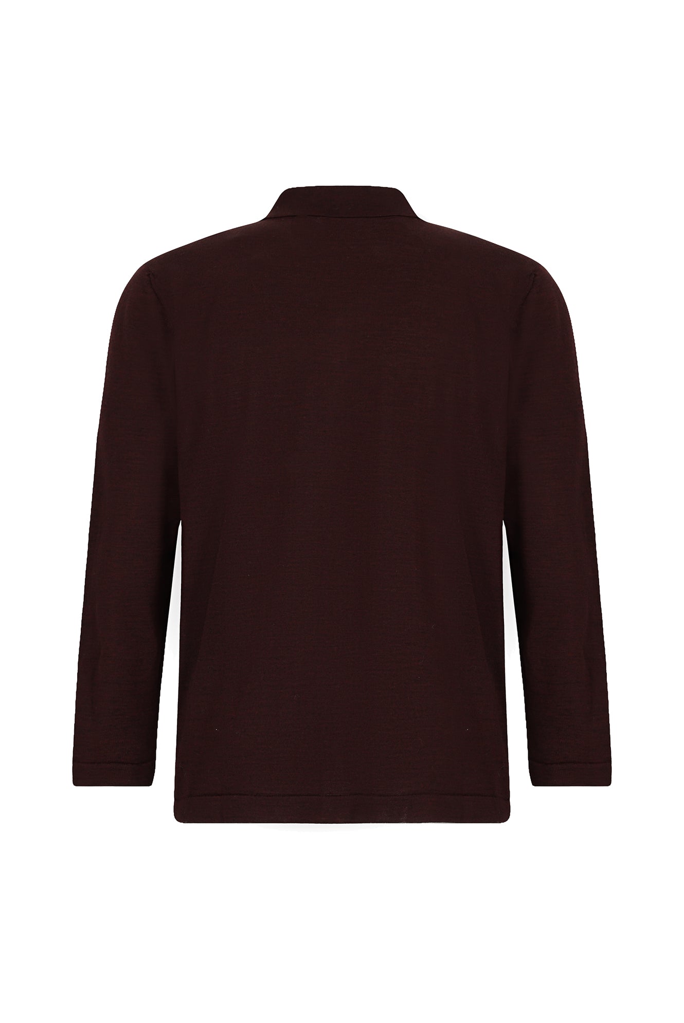 Koyu Bordo Regular Fit Gömlek Yaka Düğmeli Yün Triko Gömlek