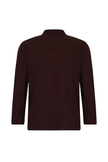 Koyu Bordo Regular Fit Gömlek Yaka Düğmeli Yün Triko Gömlek