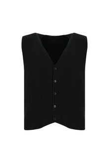 Siyah Desenli Yünlü Triko Yelek