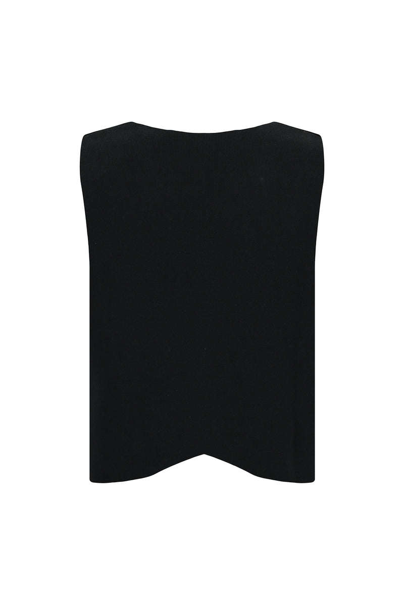 Siyah Desenli Yünlü Triko Yelek