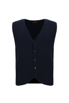 Koyu Lacivert Desenli Yünlü Triko Yelek