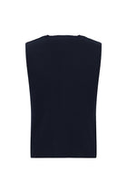 Koyu Lacivert Desenli Yünlü Triko Yelek