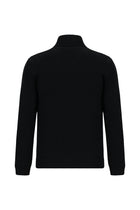 Siyah Dik Yaka Su Geçirmez Cepli Yün Fermuarlı Triko Hırka