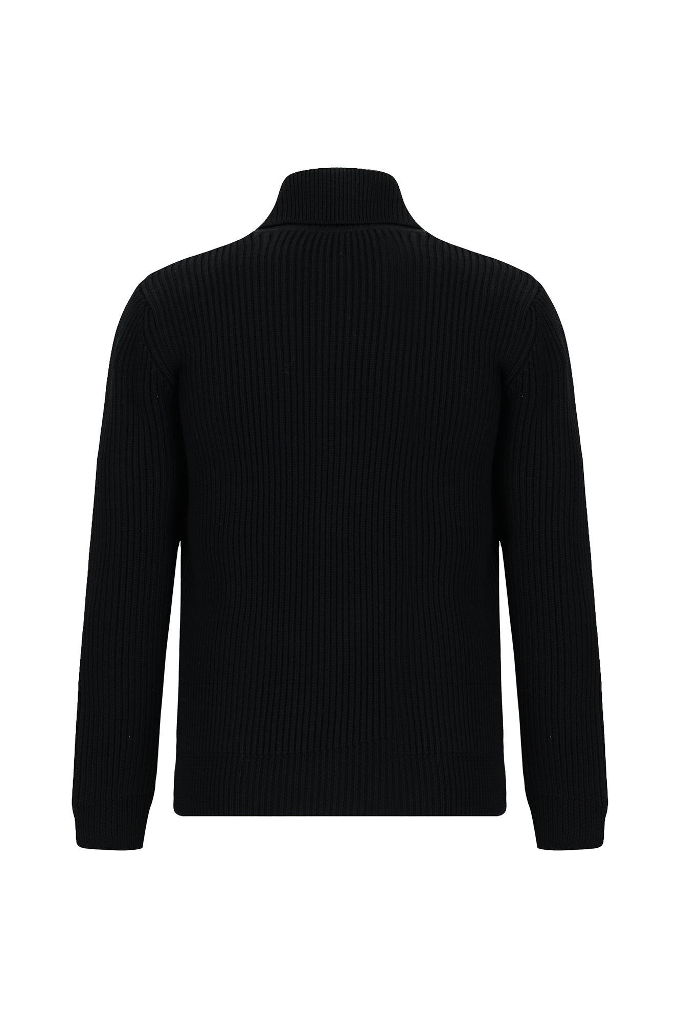 Siyah Dik Yaka Su Geçirmez Cepli Yün Fermuarl? Triko H?rka-Abdullah Ki??l?