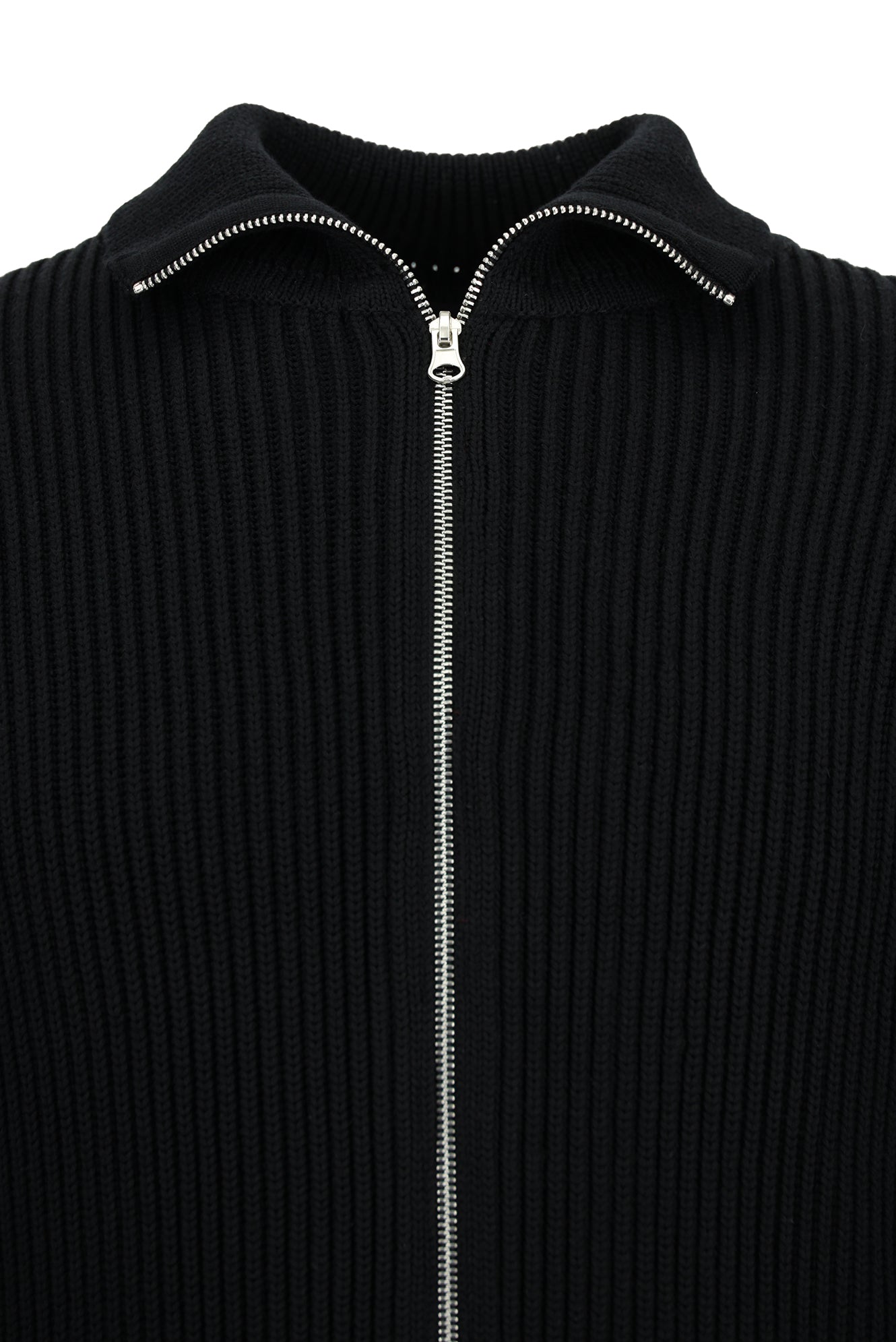 Siyah Dik Yaka Su Geçirmez Cepli Yün Fermuarl? Triko H?rka-Abdullah Ki??l?