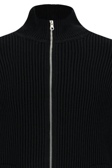 Siyah Dik Yaka Su Geçirmez Cepli Yün Fermuarl? Triko H?rka-Abdullah Ki??l?