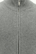 Orta Gri Melanj Desenli Fermuarl? Yünlü Triko H?rka-Abdullah Ki??l?