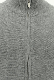 Orta Gri Melanj Desenli Fermuarl? Yünlü Triko H?rka-Abdullah Ki??l?