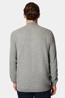 Orta Gri Melanj Desenli Fermuarl? Yünlü Triko H?rka-Abdullah Ki??l?