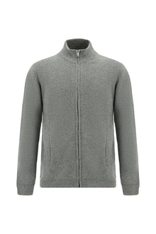 Orta Gri Melanj Desenli Fermuarl? Yünlü Triko H?rka-Abdullah Ki??l?