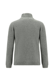 Orta Gri Melanj Desenli Fermuarl? Yünlü Triko H?rka-Abdullah Ki??l?